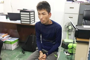Nghi phạm Nguyễn Anh Hoàn bị bắt giữ tại cơ quan điều tra. Ảnh: TTXVN