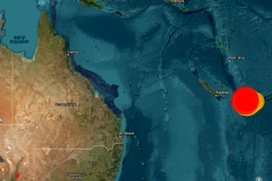 Vị trí trận động đất 7,1 độ Richter đã làm rung chuyển khu vực phía Đông Nam quần đảo Loyalty. Ảnh : 7News