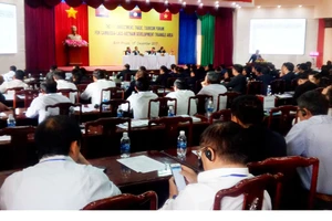 Toàn cảnh Hội nghị Diễn đàn xúc tiến thương mại - đầu tư và du lịch Khu vực Tam giác phát triển Campuchia – Lào – Việt Nam trong khuôn khổ Hội nghị Ủy ban điều phối chung khu vực Tam giác phát triển 3 nước lần thứ 11. ​