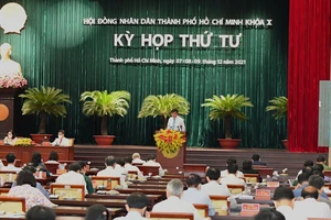 Phó Chủ tịch UBND TPHCM Lê Hòa Bình trình bày tờ trình. Ảnh: VIỆT DŨNG