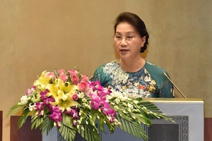 Chủ tịch Quốc hội Nguyễn Thị Kim Ngân phát biểu bế mạc kỳ họp. Ảnh: LÃ ANH
