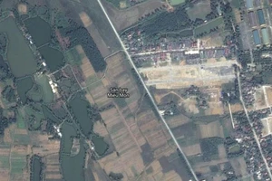 Vị trí dự án sân bay Miếu Môn qua hình ảnh vệ tinh. Ảnh: Google Maps