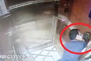 Hình ảnh camera ghi lại cảnh ông Nguyễn Hữu Linh có hành vi ôm hôn, sàm sỡ bé gái trong thang máy ở một chung cư tại quận 4, TPHCM.
