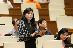 ĐB Đàng Thị Mỹ Hương (Ninh Thuận) phát biểu tại phiên họp 