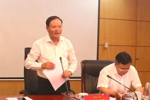 Thứ trưởng Bộ Tài nguyên - Môi trường Lê Minh Ngân phát biểu tại buổi làm việc