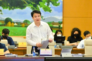 Thứ trưởng Bộ KH-ĐT Trần Quốc Phương báo cáo tại phiên họp