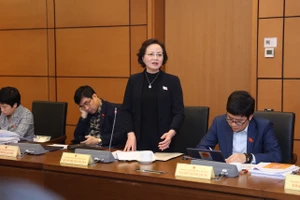 Bộ trưởng Bộ Nội vụ Phạm Thị Thanh Trà phát biểu tại phiên họp tổ ĐBQH 22-10