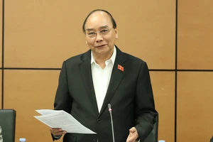 Chủ tịch nước Nguyễn Xuân Phúc phát biểu tại tổ đại biểu TPHCM về dự thảo Quy hoạch tổng thể quốc gia. Ảnh: QUANG PHÚC