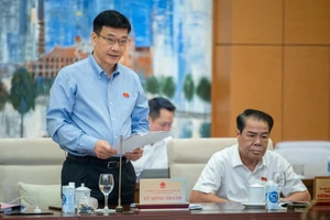 Chủ nhiệm Ủy ban Kinh tế Vũ Hồng Thanh trình bày báo cáo thẩm tra về kinh tế - xã hội. Ảnh: VIẾT CHUNG 