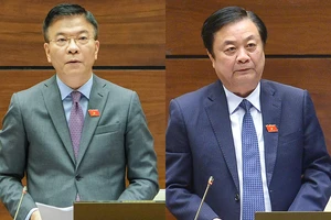Bộ trưởng Bộ Tư pháp Lê Thành Long và Bộ trưởng Bộ NN-PTNT Lê Minh Hoan