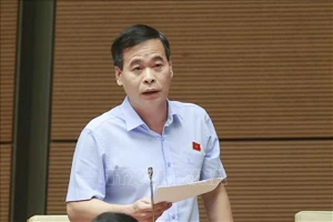 Phó Chủ nhiệm Ủy ban Tư pháp Nguyễn Mạnh Cường trình bày báo cáo thẩm tra tại phiên họp 