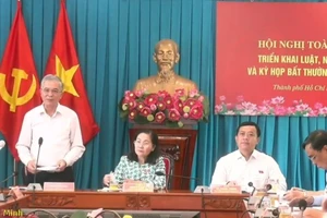 Phó Chủ tịch UBND TPHCM Ngô Minh Châu phát biểu từ điểm cầu TPHCM