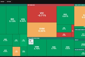 Nhóm cổ phiếu blue-chips là động lực kéo VN-Index tăng điểm trong phiên giao dịch ngày 25-10