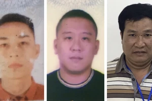 3 bị can bị khởi tố gồm: Mai Tiến Dũng (áo đỏ), Nguyễn Bảo Trung (áo đen) và Phạm Văn Hiệp (áo kẻ ngang)