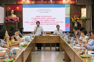 Bà Lê Thị Thanh Tuyền (đứng), nguyên Chánh thanh tra Sở Tài chính TPHCM trong một sự kiện