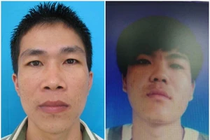 Phạm nhân Phạm Văn Sây và Đinh Văn Dương (từ trái qua phải) đã bị bắt sau khi trốn khỏi trại giam