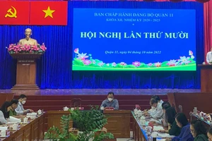 Phó Bí thư Thành ủy TPHCM Nguyễn Hồ Hải phát biểu chỉ đạo tại Hội nghị Ban Chấp hành Đảng bộ quận 11 lần thứ 10