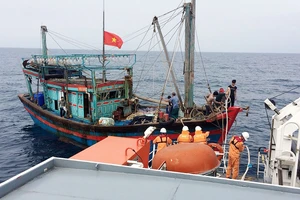 Trung tâm Phối hợp tìm kiếm cứu nạn hàng hải Việt Nam đã điều động tàu SAR 411 cứu nạn khẩn cấp tàu NA 90909 TS 