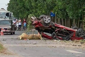 Hiện trường tai nạn xảy ra tại huyện Lương Tài (tỉnh Bắc Ninh) ngày 4-10
