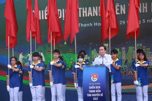 Phó Chủ tịch Thường trực Quốc hội Trần Thanh Mẫn phát biểu tại lễ ra quân Chiến dịch Thanh niên tình nguyện hè 2022
