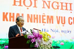 Phó Thủ tướng Thường trực Chính phủ Trương Hòa Bình phát biểu chỉ đạo trong Hội nghị sáng ngày 15-1 tại Bộ Nội vụ. Ảnh ĐỖ TRUNG