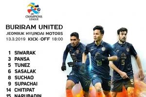 Đội hình chính thức của Buriram (Supachok là cầu thủ ở giữa)