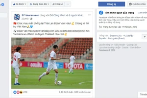 Lời chúc dành cho Văn Hậu và tuyển Việt Nam của SC Heerenveen