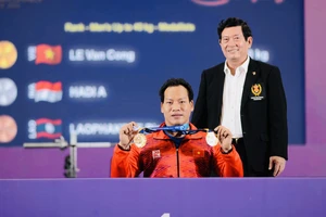 Lê Văn Công có tấm HCV quý giá ở kỳ ASEAN Para Games 11-2022 năm nay. Ảnh: PT.DƯƠNG