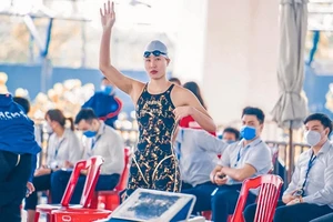 Gương mặt khả ái Phạm Thị Thu của môn lặn thi đấu tốt ở giải đang tranh tài tại Tiền Giang. Ảnh: P.T.THU