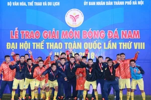 Hà Nội đang là đương kim vô địch bóng đá nam Đại hội thể thao toàn quốc. Ảnh: N.A