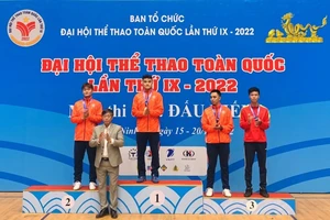 Vũ Thành An đã giành HCV nội dung kiếm chém cá nhân nam tại Đại hội thể thao toàn quốc lần 9-2022 cuối năm ngoái. Ảnh: VNF