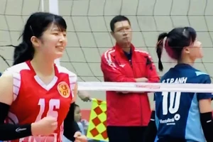 Tay đập người Nhật Bản Aimi của đội chủ nhà Kinh Bắc Bắc Ninh đã chơi tốt ngay trận khai mạc. Ảnh: MINH MINH