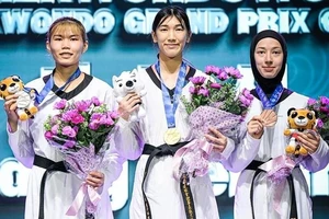 Ánh Tuyết (ngoài cùng bên trái) có tấm HCB tại giải năm nay và đây là kết quả đáng khích lệ đối với cô cùng taekwondo nữ Việt Nam. Ảnh: WTF
