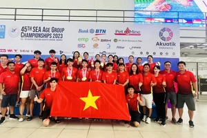 Đội bơi trẻ Việt Nam đã có chiến thắng tuyệt đối tại giải vô địch nhóm tuổi Đông Nam Á 2023. Ảnh: THANH HUYỀN