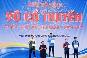 VĐV thi đấu đạt thành tích ở giải võ cổ quyền vô địch quốc gia 2023. Ảnh: MINH MINH