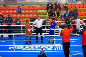 Kim Ánh có chiến thắng đầu tiên cho boxing Việt Nam tại vòng loại Olympic. Ảnh: TÂM NGUYỄN