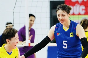 Cầu thủ VTV Bình Điền Long An đã giành thêm thắng lợi trong trận đấu trước đội nữ Quảng Ninh. Ảnh: VTV BĐLA