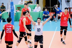 Đội nam Biên Phòng đã lọt vào bán kết giải đấu. Ảnh: SAOVANGVOLLEYBALL