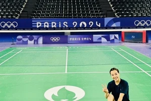 Nguyễn Thùy Linh đã được tập trên sân thi đấu môn cầu lông tại Olympic 2024. Ảnh: THÙY LINH