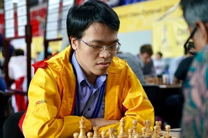 Đại kiện tướng Lê Quang Liêm đang thi đấu cùng đội cờ Việt Nam ở Olympiad 2024. Ảnh: CHESSVN