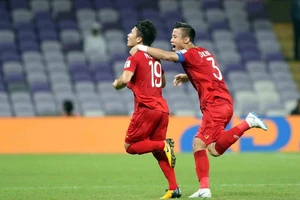 Niềm vui của Quang Hải sau bàn thắng trước Yemen. Ảnh: ANH KHOA