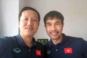 HLV Phạm Minh Giang và trợ lý Huỳnh Tấn Quốc