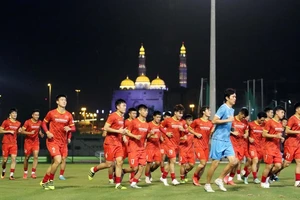 Đội tuyển Việt Nam trong buổi tập tại Oman tối 9-10