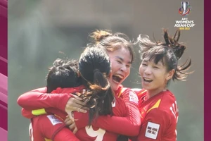 Chương Thị Kiều vui mừng sau khi ghi bàn mở tỷ số ở trận gặp Đài Bắc Trung Hoa