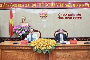 Các đại biểu tham dự Hội nghị tại đầu cầu tỉnh Bình Phước