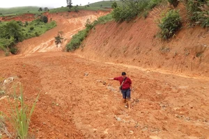 Kon Tum: Đường 482 tỷ xuyên rừng bị sạt lở nghiêm trọng