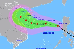 Vị trí và hướng di chuyển của bão Côn Sơn. Ảnh: Trung tâm Dự báo Khí tượng thủy văn Quốc gia