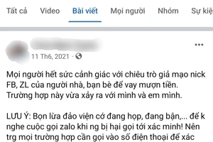 Một người dân Đà Nẵng bị đánh cắp tài khoản Zalo
