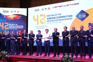 Các đại biểu trong phiên khai mạc Hội nghị thường niên lần thứ 42 của Ủy ban ASEAN về quản lý thiên tai. Ảnh: XUÂN QUỲNH