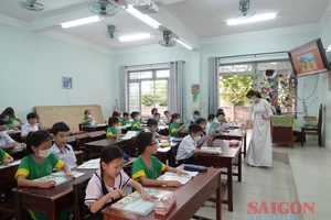 Lớp 3/2 Trường Tiểu học Duy Tân có 9 học sinh bị đau mắt đỏ. Ảnh: XUÂN QUỲNH 